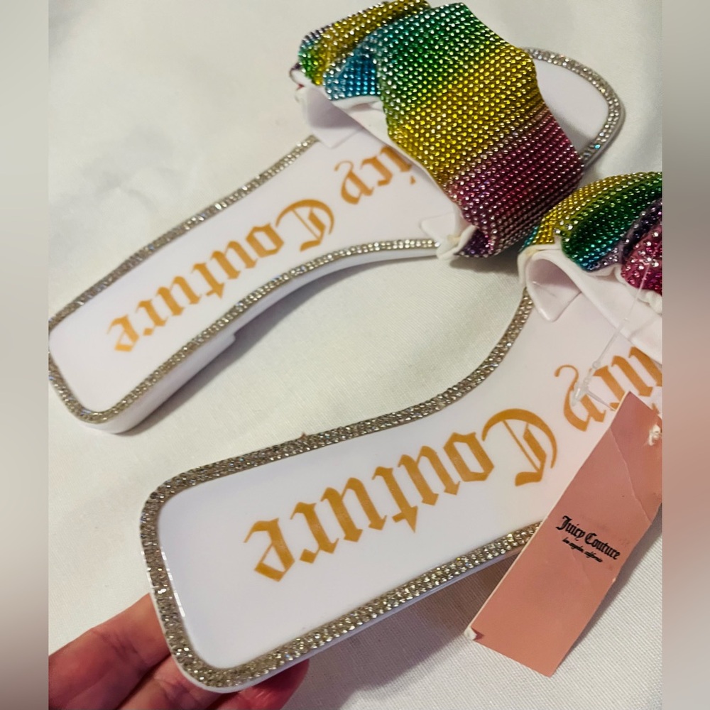 Juicy Couture Rainbow Jelly Hollyn Embellished Slip On Sandals 7 - Picture 7 of 12
